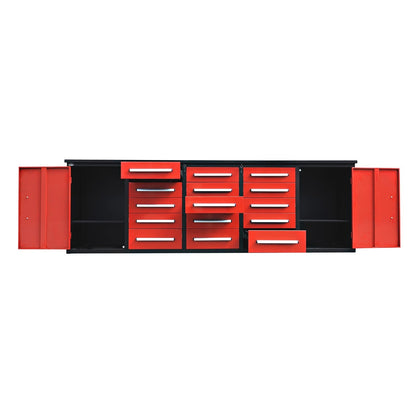 10ft Workbench Storage Cabinet with 15 Drawers & 2 Cabinets