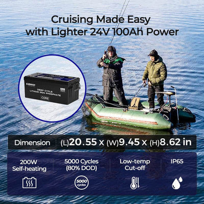 Renogy Deep Cycle 24V 100Ah Core lithium battery with Self-heating function