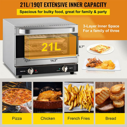 Heavy-Duty Commercial Stainless Steel Countertop Convection Toaster Oven
