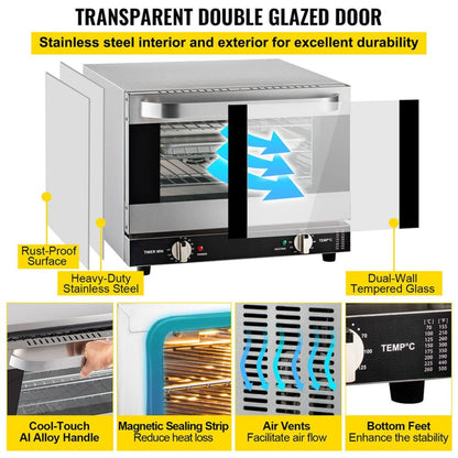 Heavy-Duty Commercial Stainless Steel Countertop Convection Toaster Oven