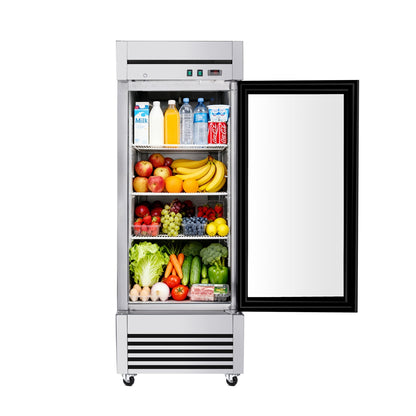 27-Inch Commercial Single Glass Door Reach-In Display Refrigerator