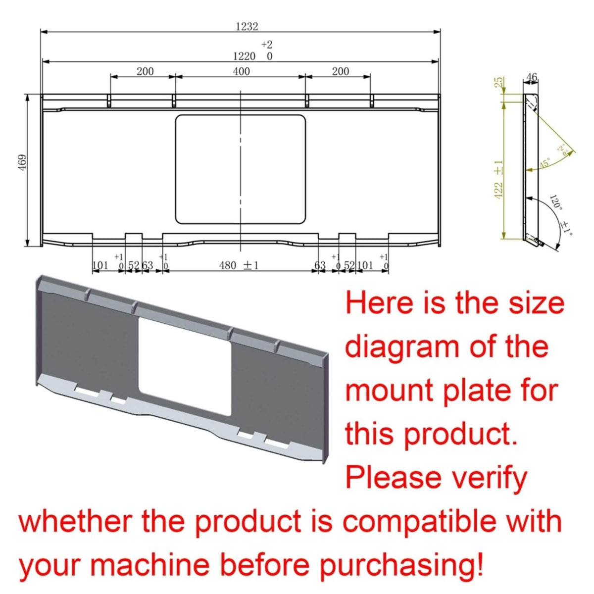 42-Inch Heavy-Duty Pallet Forks Hay Spear Skid Steer Attachment with Quick Attach