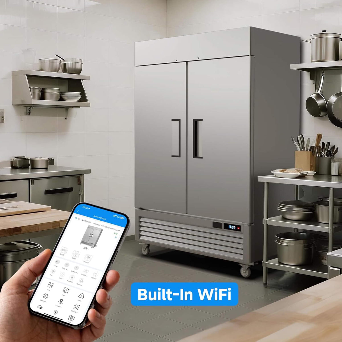 54-Inch Commercial 49 Cu.Ft 2-Door WiFi Refrigerator with Smart App Control