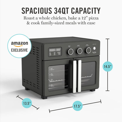Martha Stewart 34-Qt French Door Air Fryer Oven – Caviar