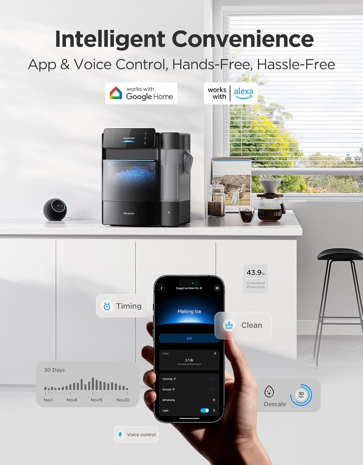 GoveeLife Smart Nugget Ice Maker Pro – 60 Lbs/Day