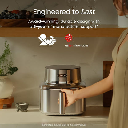 Cosori Iconic 6.5-Qt Stainless Steel Air Fryer – Ceramic