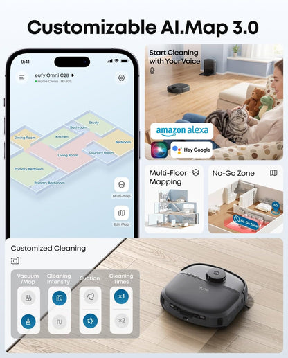 eufy C28 Robot Vacuum & Mop Combo, 15,000Pa