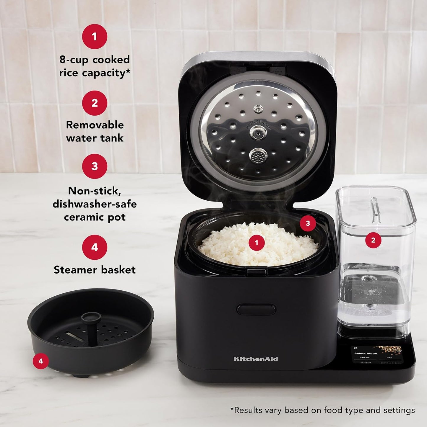 KitchenAid 8-Cup Grain & Rice Cooker – Black Matte