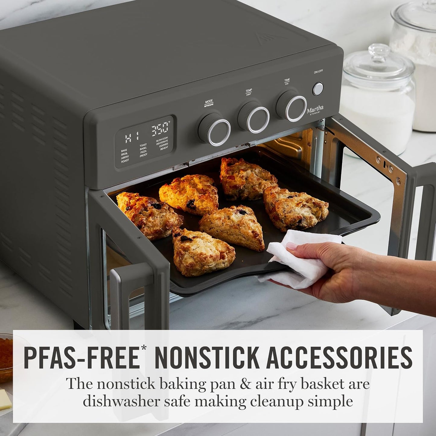Martha Stewart 34-Qt French Door Air Fryer Oven – Caviar