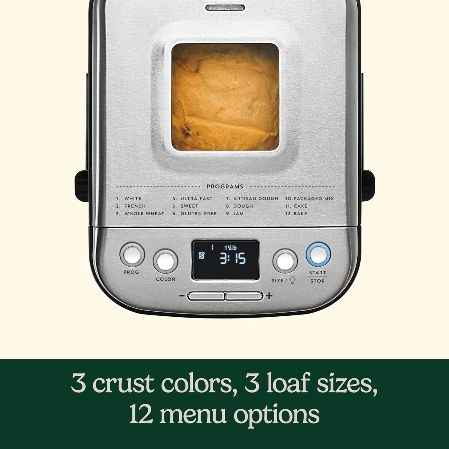 Cuisinart Bread Maker, 12 Programs – 2 Lbs, Stainless Steel
