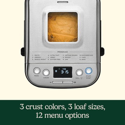 Cuisinart Bread Maker, 12 Programs – 2 Lbs, Stainless Steel