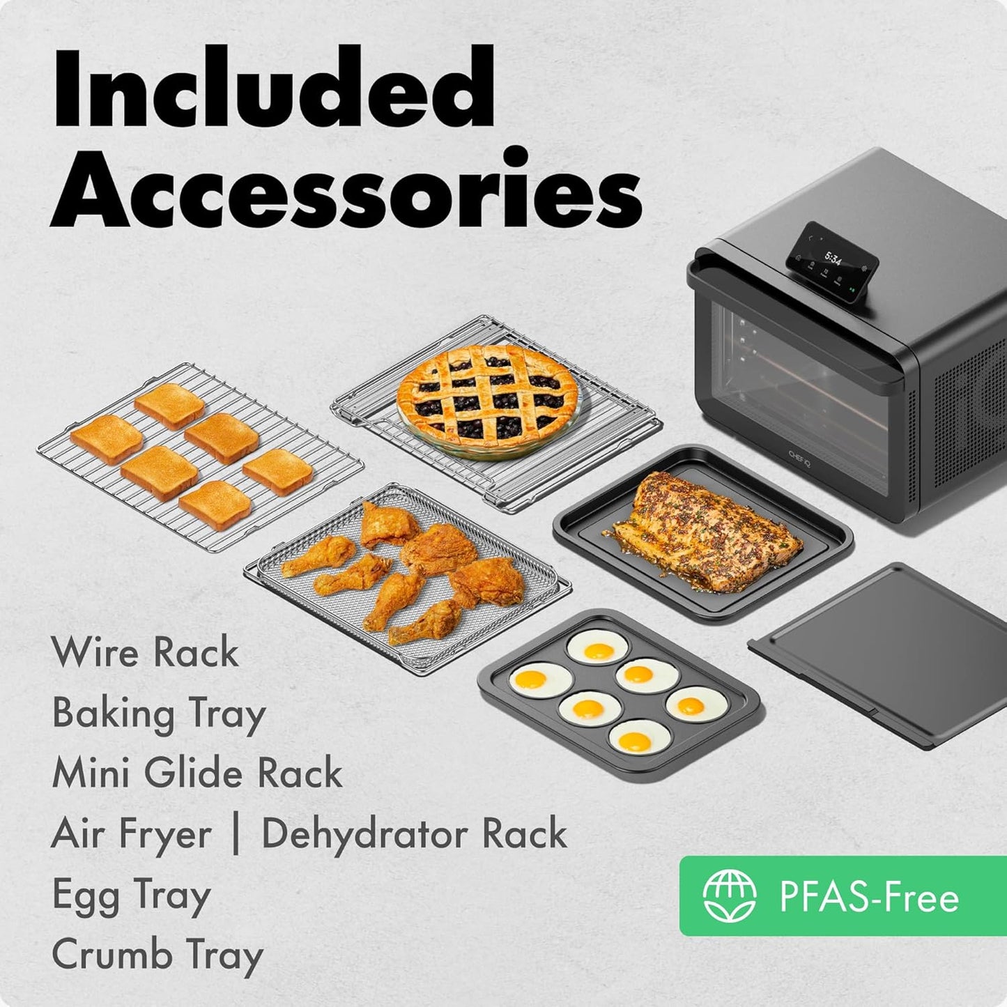 CHEF iQ MiniOven 11-in-1 Air Fryer Oven, 25 Qt – Black