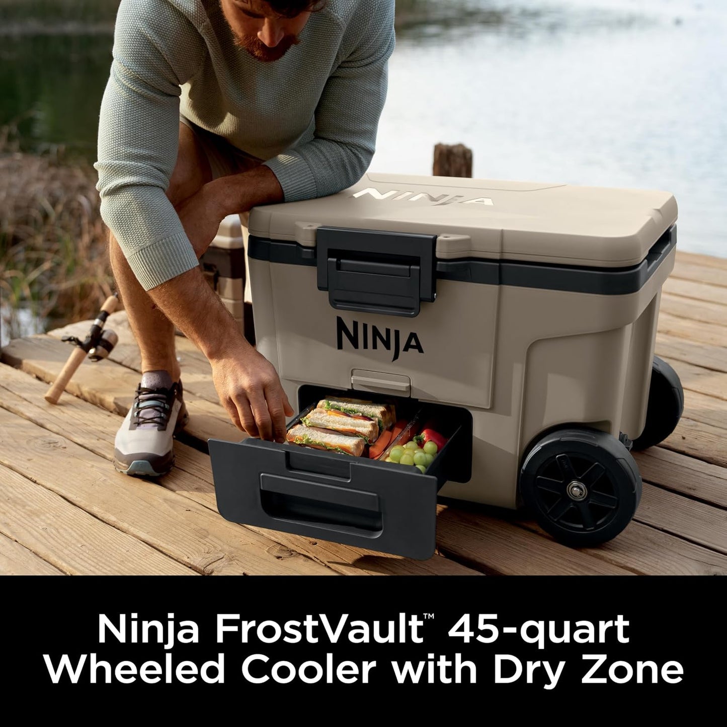 Ninja FrostVault 65Qt Wheeled Cooler – Birch Beige