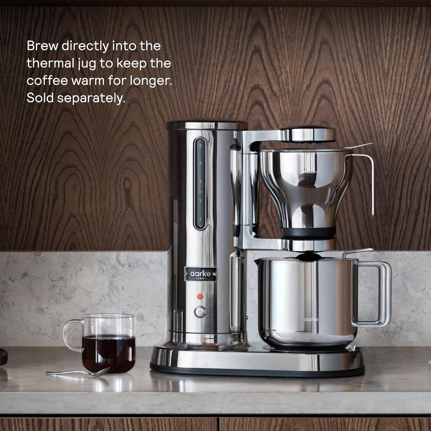 Aarke Drip Coffee Maker & Grinder – 60 Settings, Stainless Steel