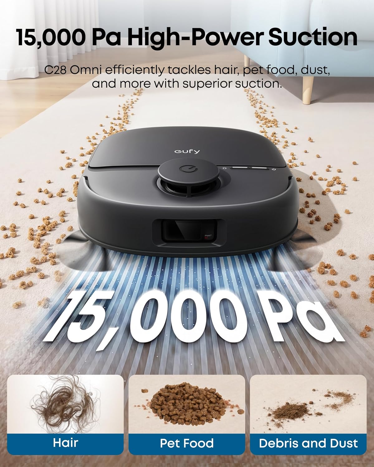 eufy C28 Robot Vacuum & Mop Combo, 15,000Pa