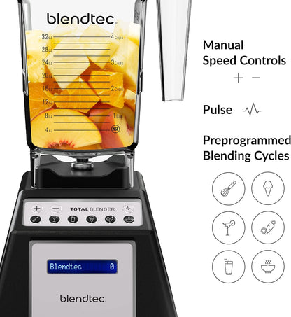 Blendtec Total Blender Classic, 75-Oz FourSide Jar – Black