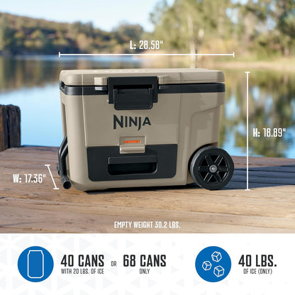 Ninja FrostVault 65Qt Wheeled Cooler – Birch Beige