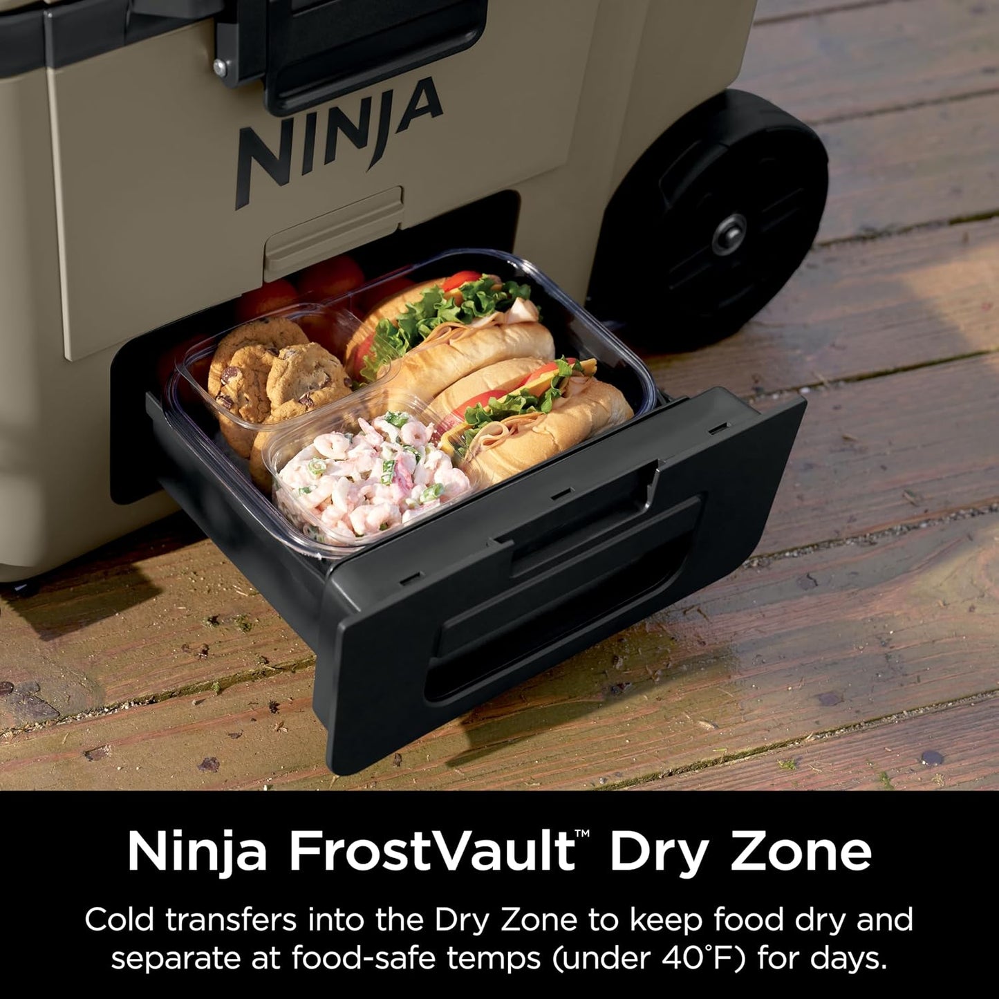 Ninja FrostVault 65Qt Wheeled Cooler – Birch Beige