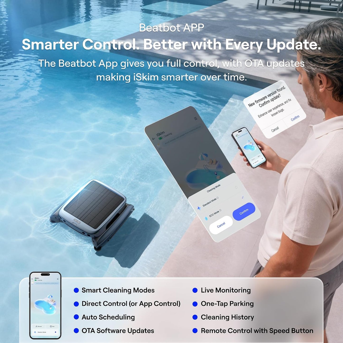Beatbot iSkim Robotic Pool Skimmer – 24/7 Solar, 9L