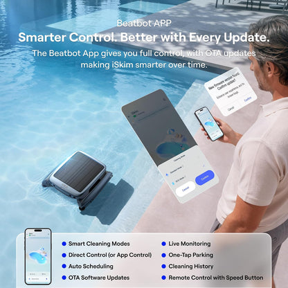 Beatbot iSkim Robotic Pool Skimmer – 24/7 Solar, 9L