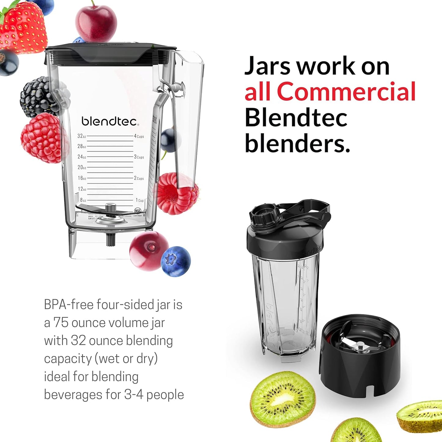 Blendtec Total Blender Classic, 75-Oz FourSide Jar – Black