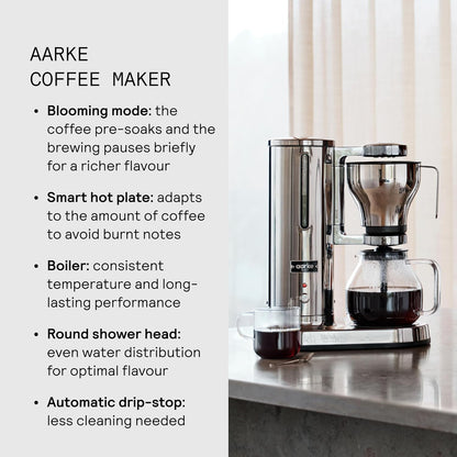 Aarke Drip Coffee Maker & Grinder – 60 Settings, Stainless Steel