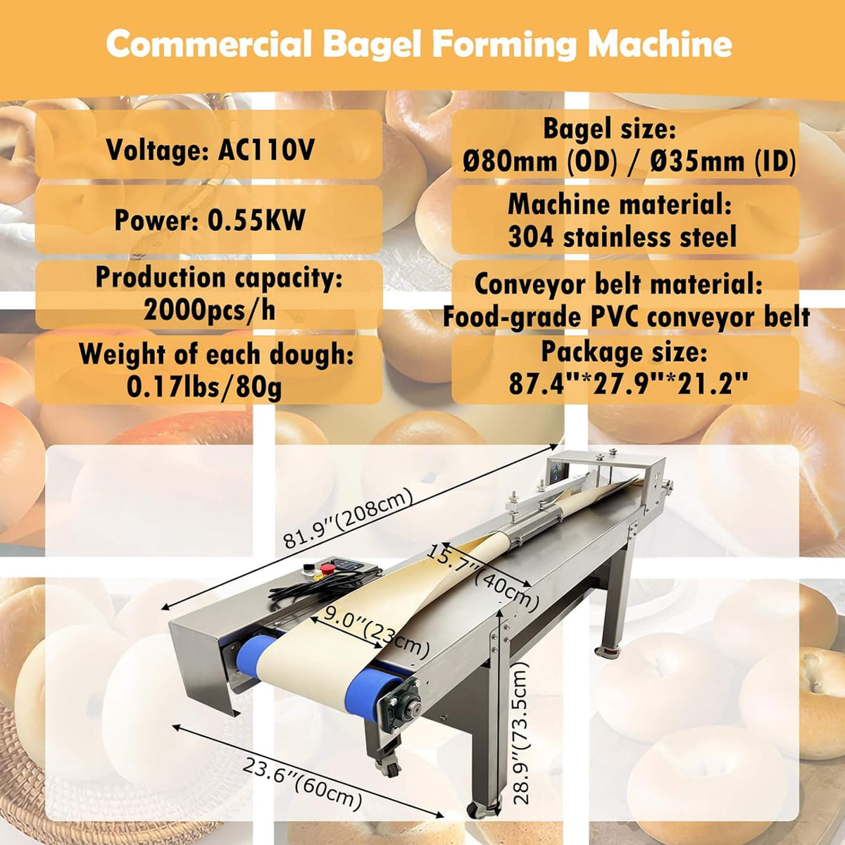 Heavy-Duty 110V Automatic Commercial Stainless Steel Bagel Machine