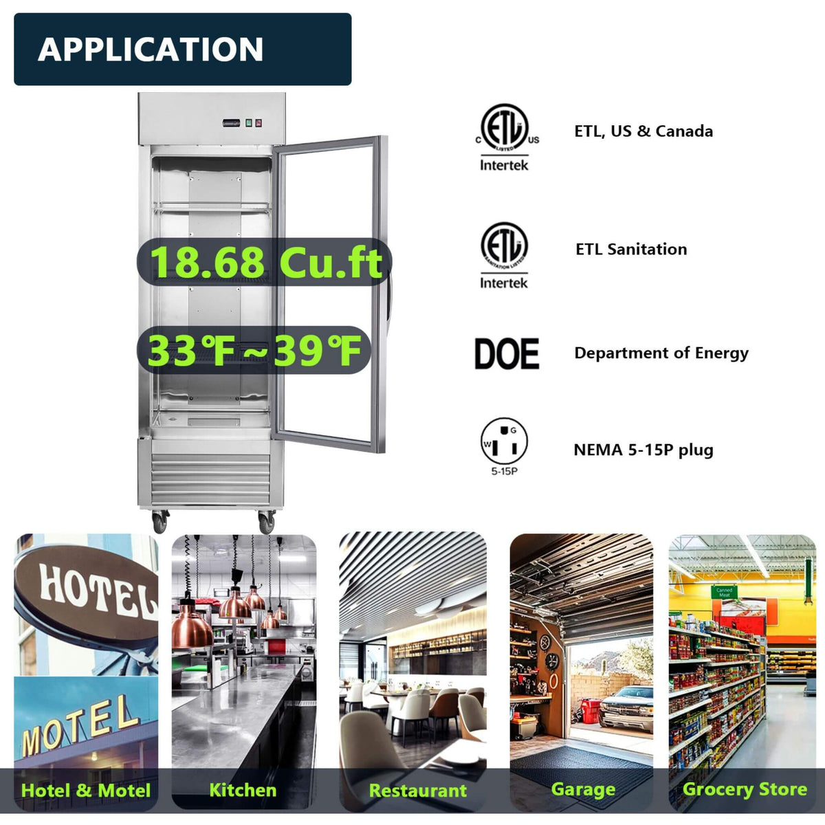 Heavy-Duty Commercial Upright ETL Certified Freezer For Restaurants, Bars, and Supermarkets