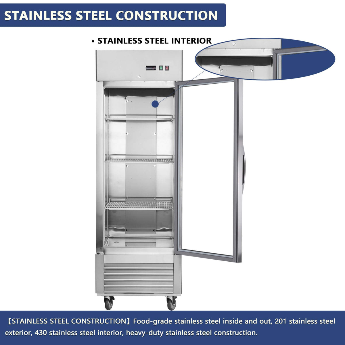 Heavy-Duty Commercial Upright ETL Certified Freezer For Restaurants, Bars, and Supermarkets
