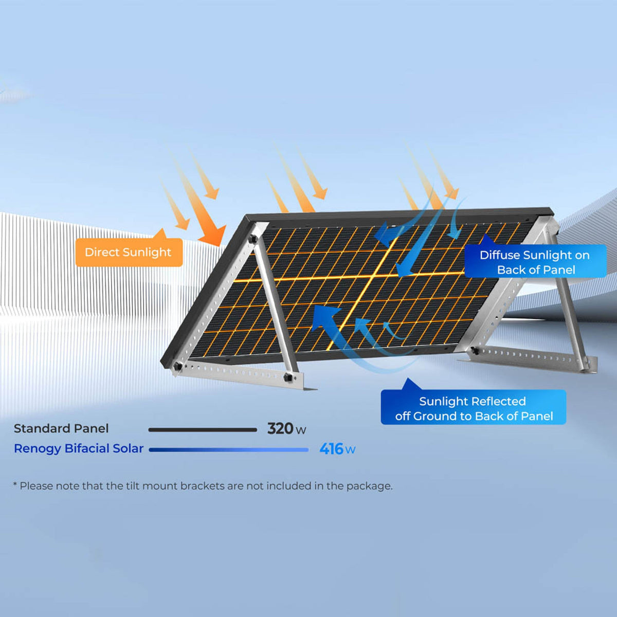 2PCS Bifacial 320 Watt Monocrystalline Solar Panel