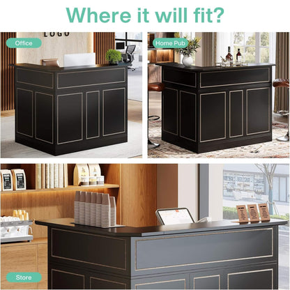 Velmor Modern L-Shaped Reception Desk with Storage Shelves